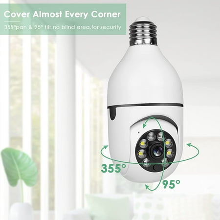 

Light Bulb Security Camera Home WiFi 360 Degree Pan/Tilt Panoramic IP Camera Wireless Home Surveillance Cameras System with Human Motion Detection and Alarm Two-Way Audio Night Vision