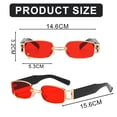 thumbnail image 2 of Personalidad de la tendencia de la moda de las gafas de sol del cuadrado del metal del marco pequeño de las gafas de sol, hechas de plástico, metal, PC, 2 of 5