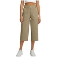 thumbnail image 7 of Womens High Waisted Capri Pants Light Wide Leg Business Casual Pants Trendy Work Crop Pant with Zipper Pockets, 7 of 7