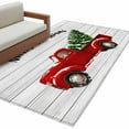 thumbnail image 6 of Red Truck Christmas Area Rug 4x6 Washable Rug Non Slip Xmas Tree Snowflake Grey Wooden Large Area Rug Indoor Floor Carpet for Entryway Bedroom Kitchen Living Room Home Office Dining Room Nursery, 6 of 8
