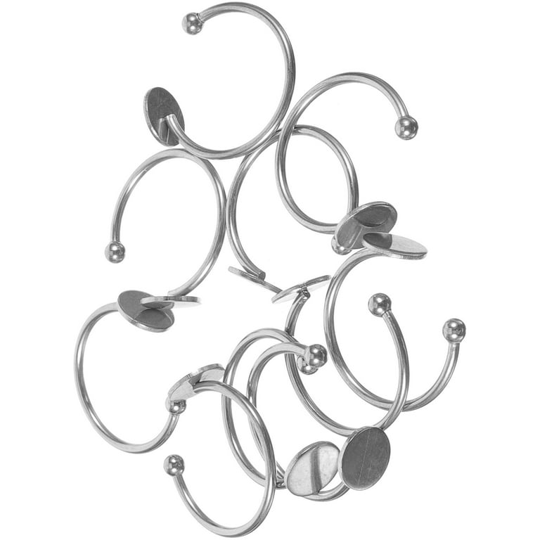 10pcs Ring Blanks for Jewelry Making Adjustable Ring Bases Rings Blanks Jewelry Findings DIY Supplies, Women's, Size: 2.5x2cm, Silver