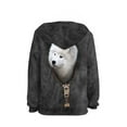 thumbnail image 2 of Xoenoiee Long Sleeve Hooded Sweatshirt with Kangaroo Pocket Pullover Hoodies for Kids Activewear Fall Winter Warm Cloth for Hiking Traveling, Vintage Samoyed Dog Print, XL, 2 of 7