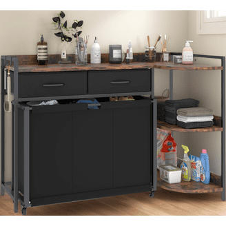 Whitmor, Fabric Double Hamper, Easycare¬Æ 2-Compartment, Espresso