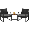 thumbnail image 2 of Alden Design 3-Piece Modern Bistro Set Rattan Chairs for Balcony/Patio/Bistro, Black Cushions, 2 of 8