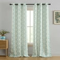 thumbnail image 2 of THD Tanny Ogee Ikatt Damask Patterned Window Grommet Curtains Bedroom - Light Blocking Darkening Window Panels, Set of 2 (Teal Blue, 37 W x 84 L), 2 of 8
