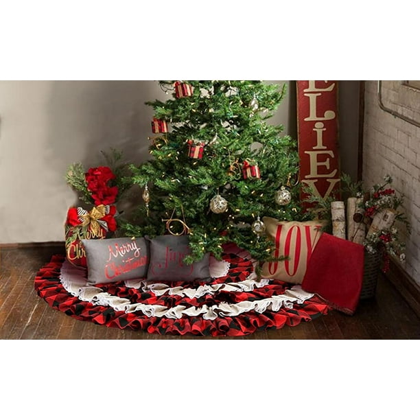 Black plaid christmas tree skirt 2025