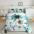 thumbnail image 2 of Chic Floral Bedding Women Daisy Flower Comforter Set , Teal Ombre Duvet Insert Gradient Oil Painting Quilt Comforter, Vintage Watercolor Bedding Comforters & Sets, 2 of 6