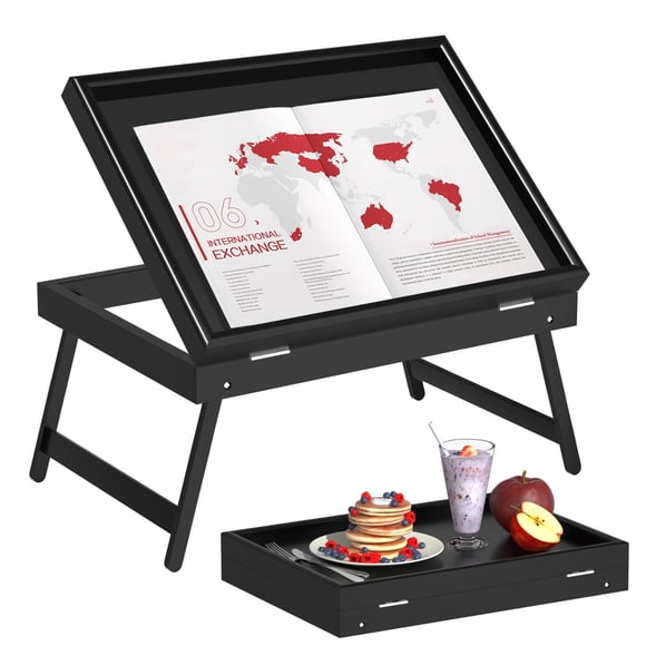 Mesa Bandeja para Cama Artmeer de Bambú Plegable y Ajustable 39x28 cm