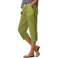 thumbnail image 5 of Outfmvch Capri Pants for Women Cropped Lounge Trousers Cotton Linen Pants Loose for Women Petite Straight Wide Leg Cropped Linen Pants Women Linen Palazzo Trousers Mint Green S-2XL, 5 of 5