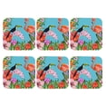 thumbnail image 2 of Balery 6 Pcs Tropical Jungle Flamingoleather Coasters Set, Drink Table Cup Coasters For Living Room Kitchen Coffee Decor, 2 of 9