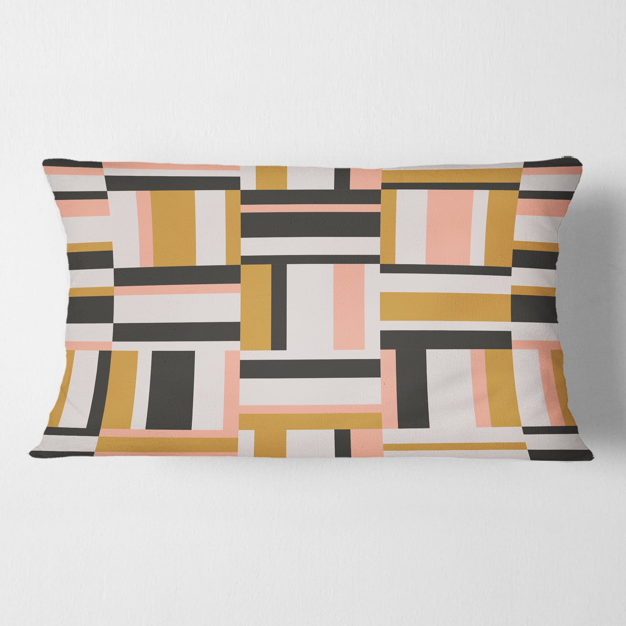 Designart Abstract Retro Geometric IX' Mid-Century Modern Throw Pillow - 12x20
