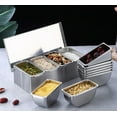 thumbnail image 4 of TrueCraftware- 4 Compartment Stainless Steel Condiment Bar (Open Bottom)- Condiment Dispenser Serving Container Garnish Tray Bar Caddy Condiment Server Caddy Garnish Holder for Home Work Restaurant, 4 of 7