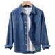 thumbnail image 2 of Blusa y camisa de manga larga con cuello vuelto para hombre, color liso, informal, a la moda, con bolsillos, solapa, manga larga, botones, cárdigan, abrigo, blusa de poliéster para hombre, 2 of 8