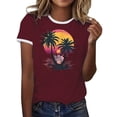 thumbnail image 3 of Womens Tops Casual T Shirts Color Block Graphic Short Sleeve Beach Summer Layer Clothes, 3 of 8