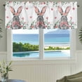 thumbnail image 3 of Bunny Easter Farmhouse Short Window Curtain Valances, Pink Spring Floral Eucalyptus Leaves Rabbits Rod Pocket Kitchen Valances for Living Room Bedroom Bathroom Cafe 54" x 18", 3 of 8
