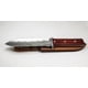 thumbnail image 3 of Esencial para guerreros de jardín: Hori Hori, cuchillo de jardín con mango de palisandro, hoja de acero inoxidable de 7" con borde dentado, construcción de espiga completa, funda de cuero con cuerda, 3 of 5