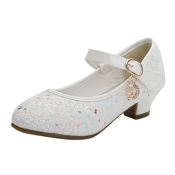 Amzcrzy Chaussures Filles 4-16 Ans Mary Janes Chaussures Habillées à Brides Talons Hauts Pailletés pour Filles Fête Mariage Bal Chaussures de Princesse pour Tout-Petit/petite Fille/grande Fille