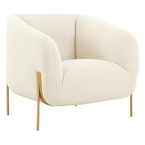 Maklaine Modern Contemporary Cream Finish Shearling Accent Chair