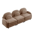 thumbnail image 6 of Miekor Furniture Teddy Fabric Soft Cloud-like 3-Seat Sofa,Curved Backrest and Armrest with Curved Lumbar Pillows, Modular 3 Seater Couch with Supportive Double-layer cushion, Camel No6969, 6 of 9