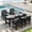 Black, variant on SERWALL Outdoor HDPE Dining Table Set, 7-Piece Outdoor Dining Table Sets with Umbrella Hole, Grey