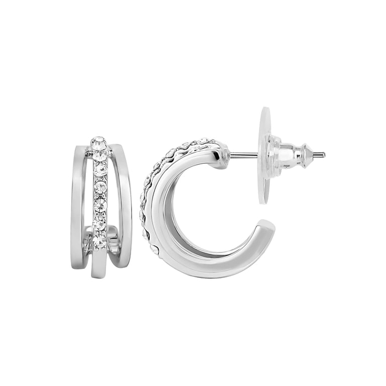 Believe by Brilliance Silver Cubic Zirconia Earring Set, 3 Pairs photo 5