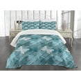 thumbnail image 2 of Ambesonne Grunge Quilted Bedspread Set 3 Pcs, Butterfly Spring Season, Queen Size, Pale Blue Teal Grey, 2 of 4