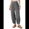 thumbnail image 2 of Pantalones Anchos y Holgados para Mujer, Estilo Palazzo Harén, Informales, con Cintura Elástica y Bolsillos. Gris Oscuro XL, 2 of 10