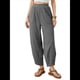 thumbnail image 2 of Pantalones Anchos y Holgados para Mujer, Estilo Palazzo Harén, Informales, con Cintura Elástica y Bolsillos. Gris Oscuro L, 2 of 10