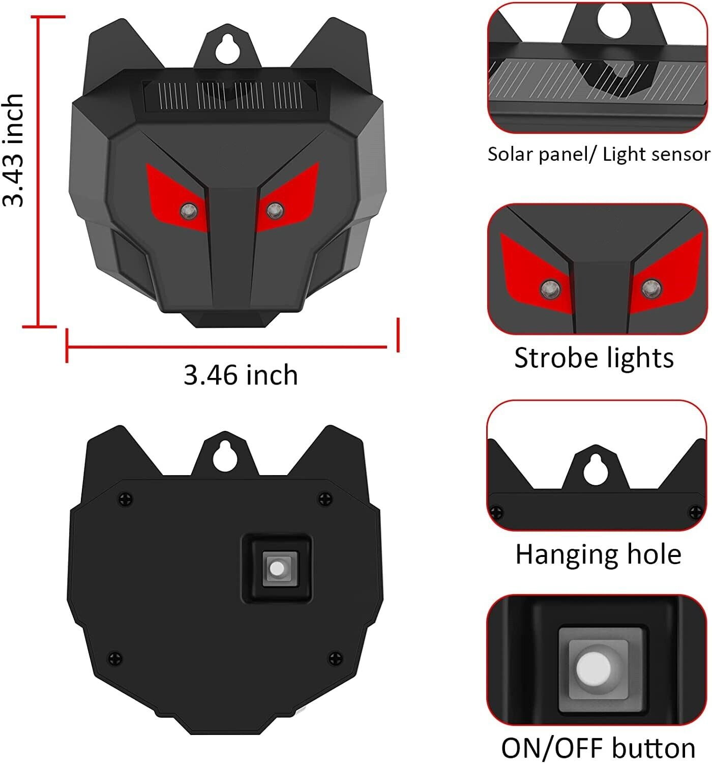 KingFurt 4 X Solar Powered Nocturnal Wild Animal Repeller Bionic Eyes Predator For Yard 1