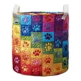 thumbnail image 2 of Cozy Homey Colorful Paw Print Laundry Basket,Easy-Clean Quilted Fabric Storage Bin with Canvas Handles for Dirty Clothes in the Laundry Room,20"x28", 2 of 6