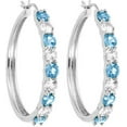 thumbnail image 3 of Beyond Brilliance Silver Finish Over Brass Round Blue Topaz and White Sapphire Hoop Earrings for Women, 3 of 4
