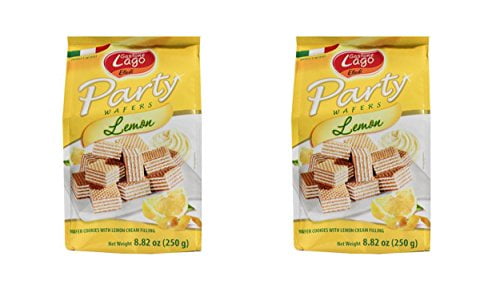 Gastone Lago Party Wafers Lemon Cream Filling 8.82 Oz, 250G (Pack Of 2) (Lemon, 2-Pack)
