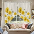 thumbnail image 3 of Swag Curtains Valances for Windows, Yellow Flower Bees Short Kitchen Window Curtains Over Sink, Rustic Country Floral Farmhouse Cafe Curtains Panel Set Of 2,Rod Pocket, 36 Inches Length Beige, 3 of 8