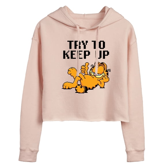 Garfield - Try To Keep Up - Juniors Cropped Pullover Hoodie