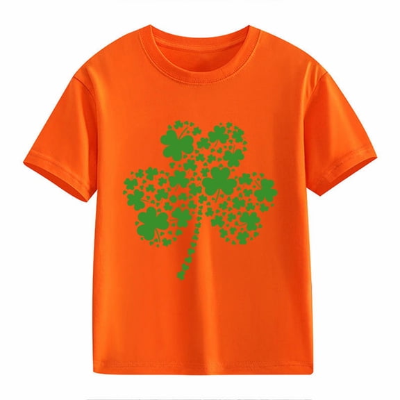 Ruyang Girls Short Sleeve T Shirts Kids Summer Tops Cotton Crewneck Tees Cute Irish 𝐒hamrock Printed Shirt St Patricks Day Outfits
