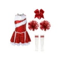thumbnail image 3 of Linjinx Uniforme de Pom-Pom Girl pour Filles à Paillettes Brillantes Tenue de Cheerleading Robe de Danse Fête d'Halloween Cosplay 03#Red 12, 3 of 7