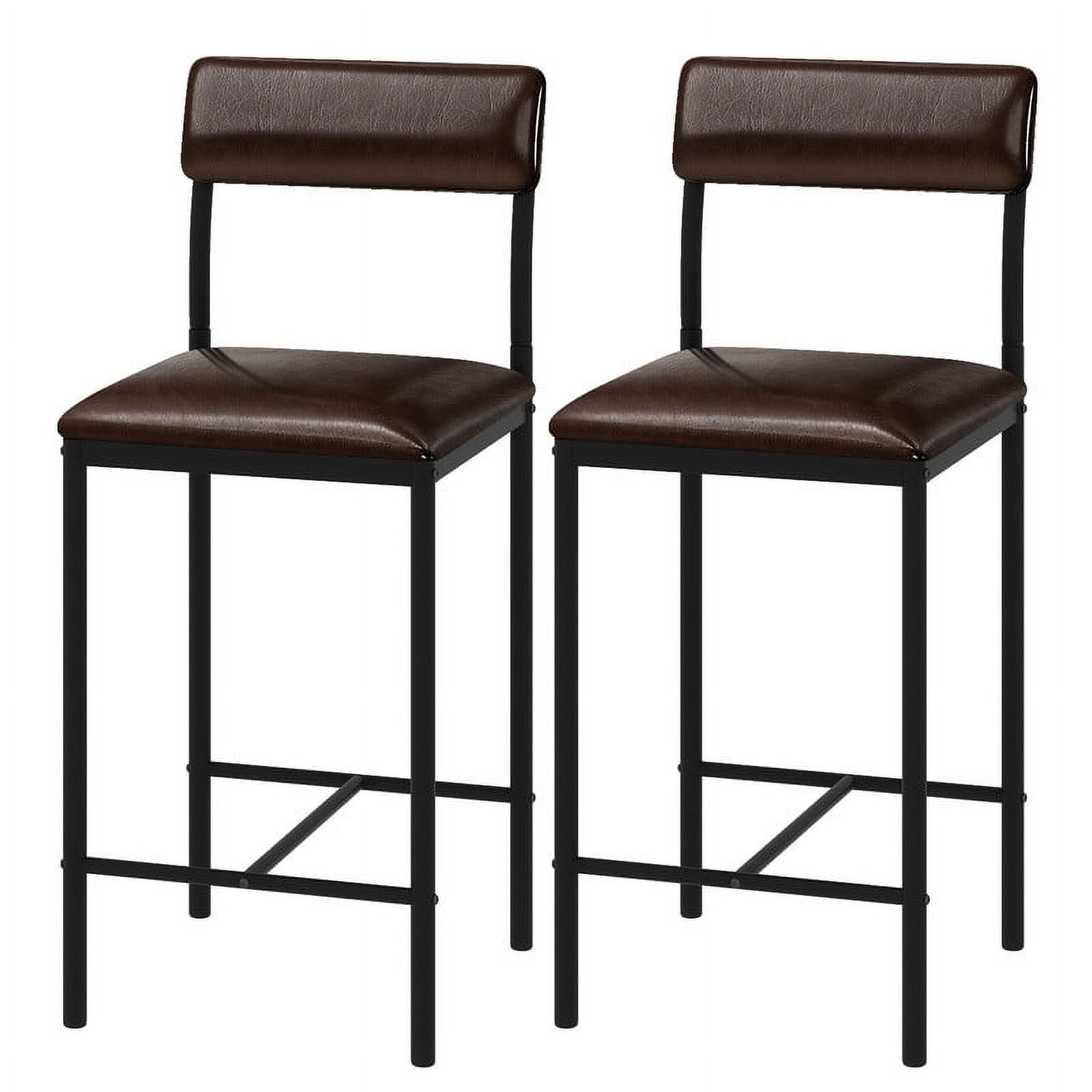 Uforic Bar Stools Set of 2, Counter Height Bar Stools , PU Upholstered Breakfast Bar Stools Kitchen Barstools, Dining Room Chairs Bar Chairs with Back for Kitchen Island, Apartment, Brown