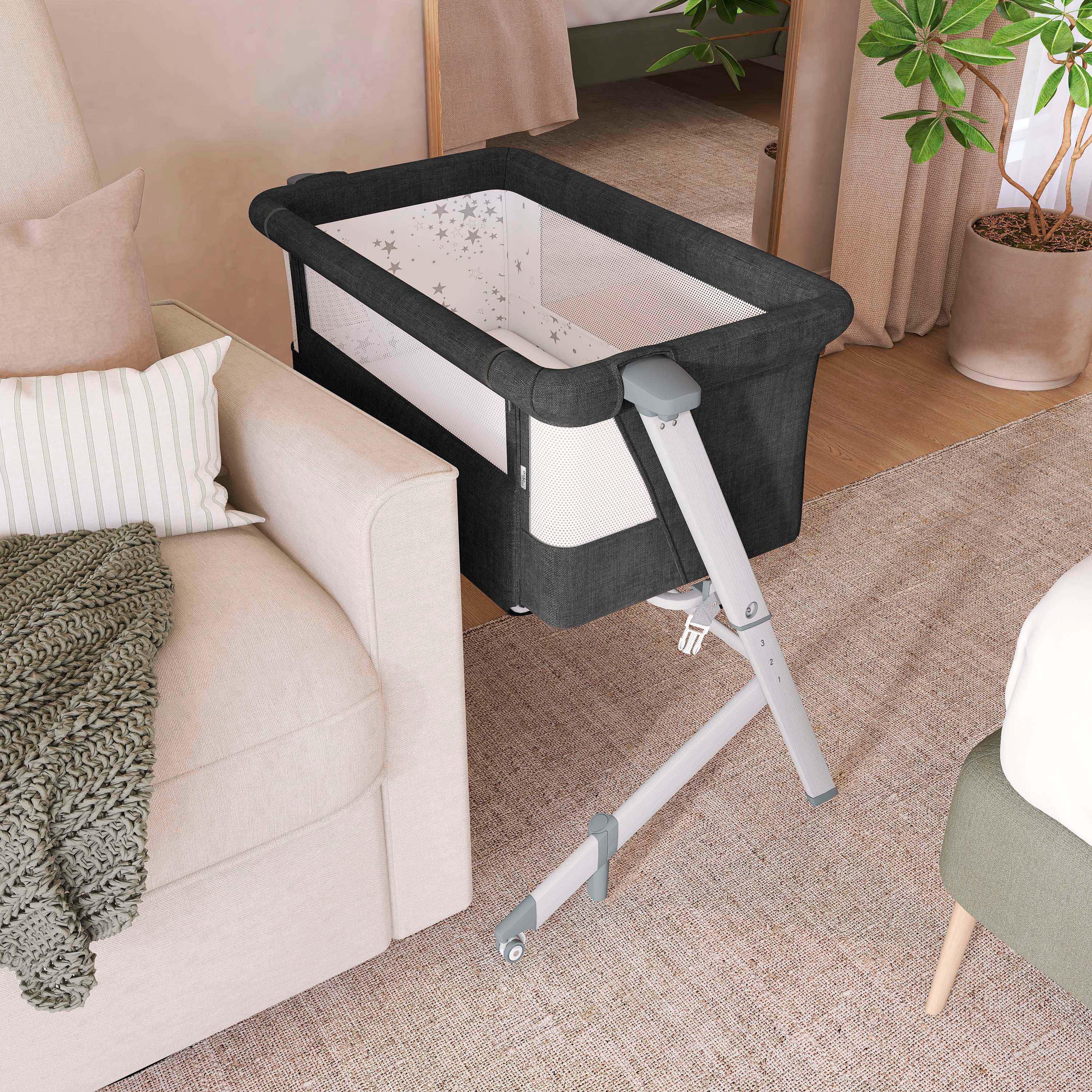 Evolur Stellar Bassinet and Bedside Sleeper in Black