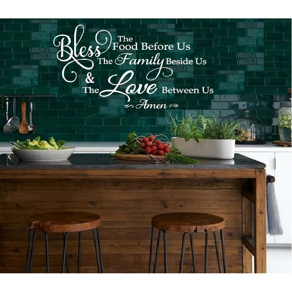 Bless the Food before us 4 Wall Decal 13" x 26" White