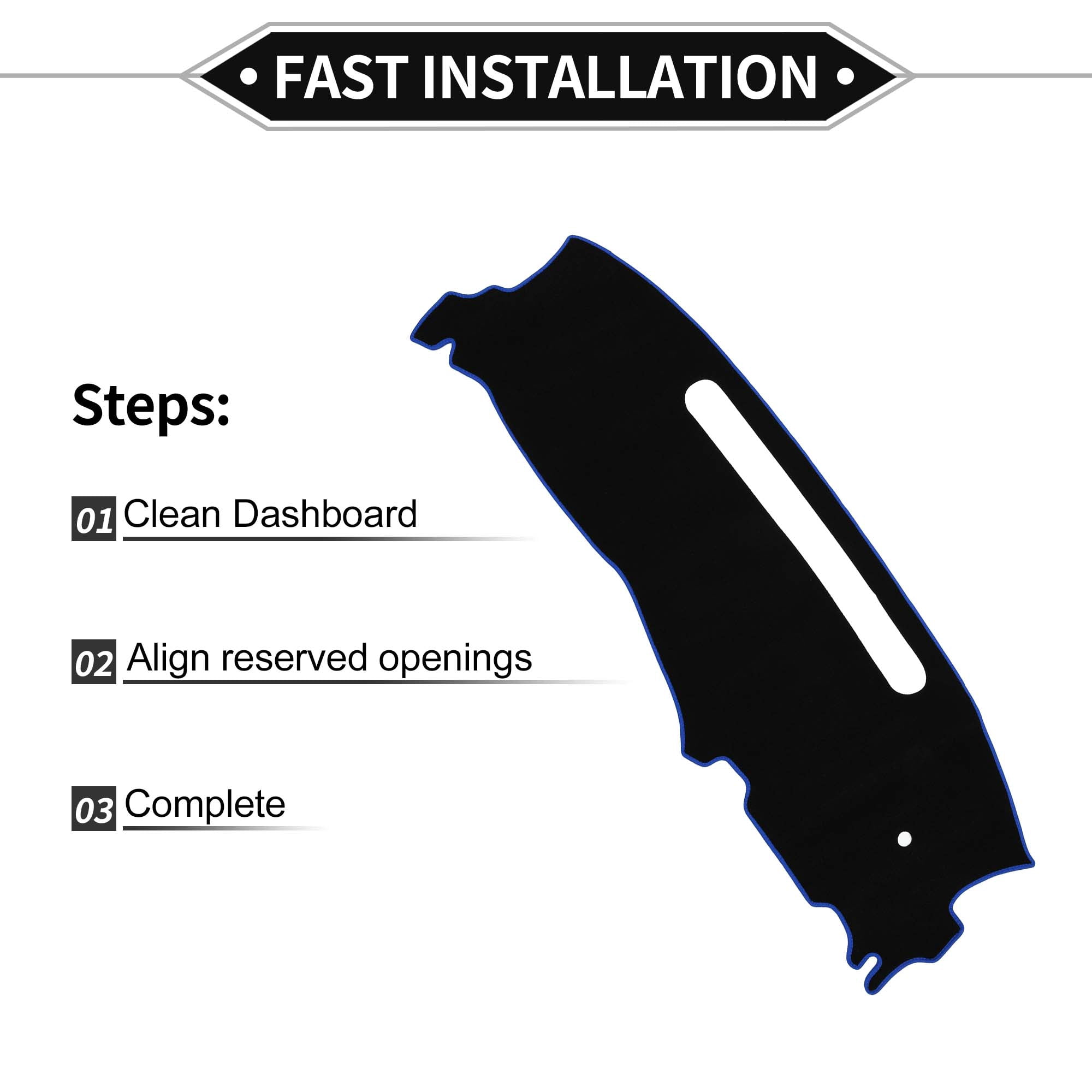 Unique Bargains Dashboard Covers for Chevrolet S10 1998-2004 Non-Slip Dash Cover Mat Polyester Black, Blue Front