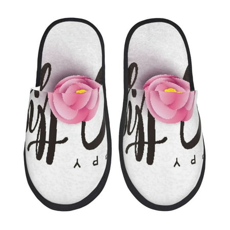 Balery Happy Mother s Day (3) Slient Indoor Furry Fleece Comfort House Shoes Soft Non-Slip Home Shoes Cotton slippers House Slippers-- Medium