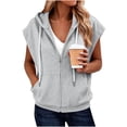 thumbnail image 2 of LLYWEY Soft Zip-Up Hooded Jackets Women Casual Drawstring Zipper Short Sleeve Hoodie with Pockets, 2 of 7