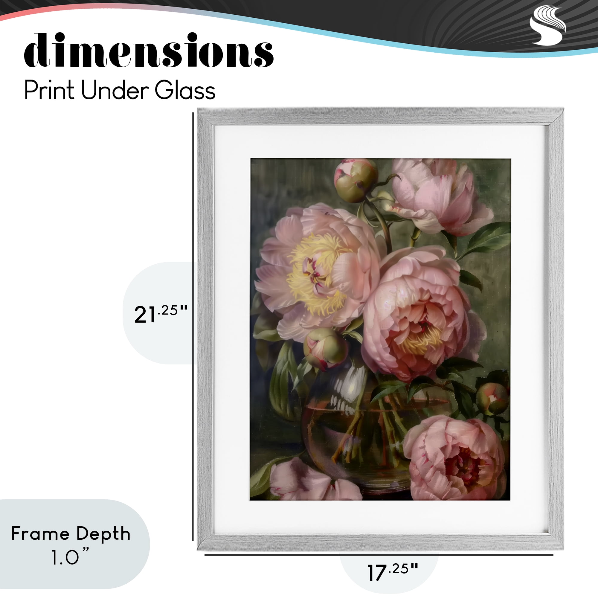 Stupell Industries Pink Peonies in Glass Vase Gray Framed Print Under Glass, design by LSR Design Studio