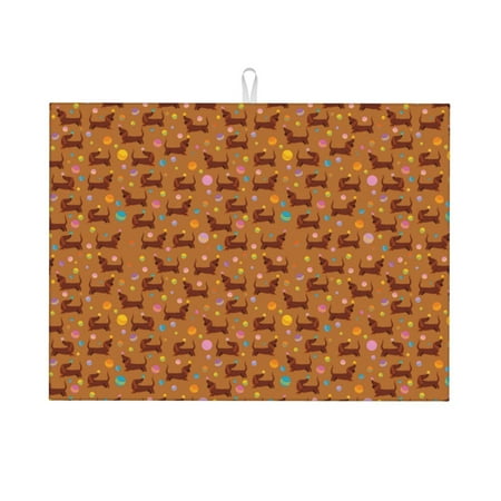 

Cauagu Dish Drying Mat 24*18 inch Absorbent Dish Drainer Kitchen Counter Dish Drying Pad for Countertops Sinks Draining Racks( Dachshund And Ball)