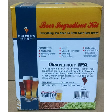 Brewer's Best One Gallon Home Brew Beer Ingredient Kit (Grapefruit (Best Low Alcohol Ipa Beer)