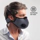 thumbnail image 1 of Mascarilla con válvulas de filtración de aire duales, clip nasal de plástico suave y correa para protección, se proporciona un filtro reemplazable adicional, lavable, ciclismo LingWen 1327534308150, 1 of 1