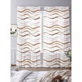 thumbnail image 4 of Watercolor Summer Sheer Curtains 84 Inch Long 2 Panels, Abstract Oceans Light Gray Polka Dot Brown Stripes Light Filtering Rod Pocket Curtains, Sheer Voile Drapes for Living Room Bedroom, 52"x84", 4 of 8