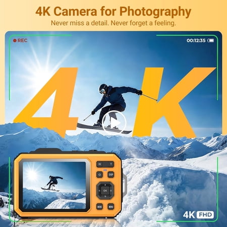 W & O Q9 Waterproof Digital Camera with 2.8" HD Screen, 200MP Camera, 2500mAh Battery, Portable Underwater Camera for Photography and Video Recording, Travel Camera for Kids & Adults