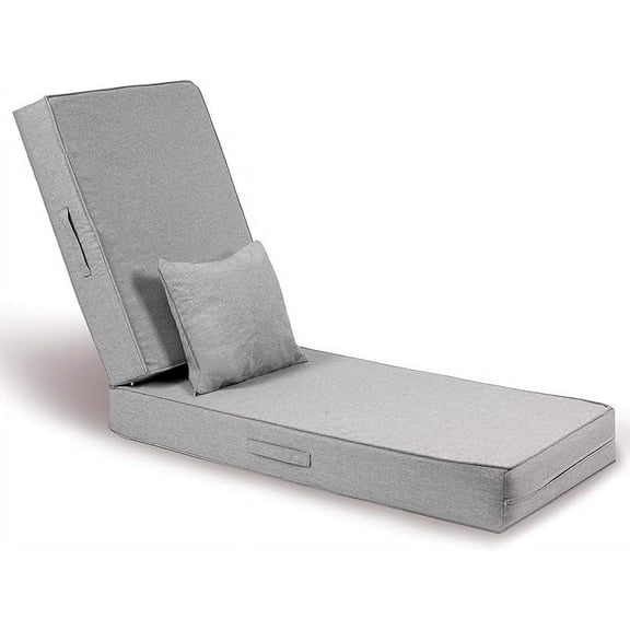 Aofit Outdoor Waterproof Olefin Chaise Lounger Cushions with Removable Pillow, Fade-Resistant Patio Chair Cushion
