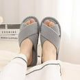 thumbnail image 3 of Litfun House Slippers for Women Memory Foam Bedroom Slippers Corduroy Open Toe Slides Shoes, Grey, 3 of 8